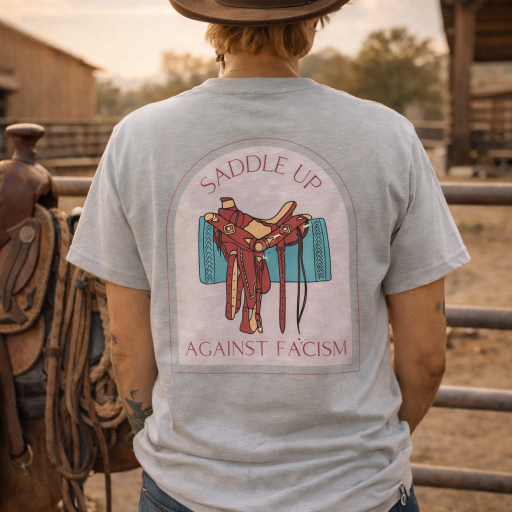 Unisex T-Shirt - "Saddle Up against Antiracism"