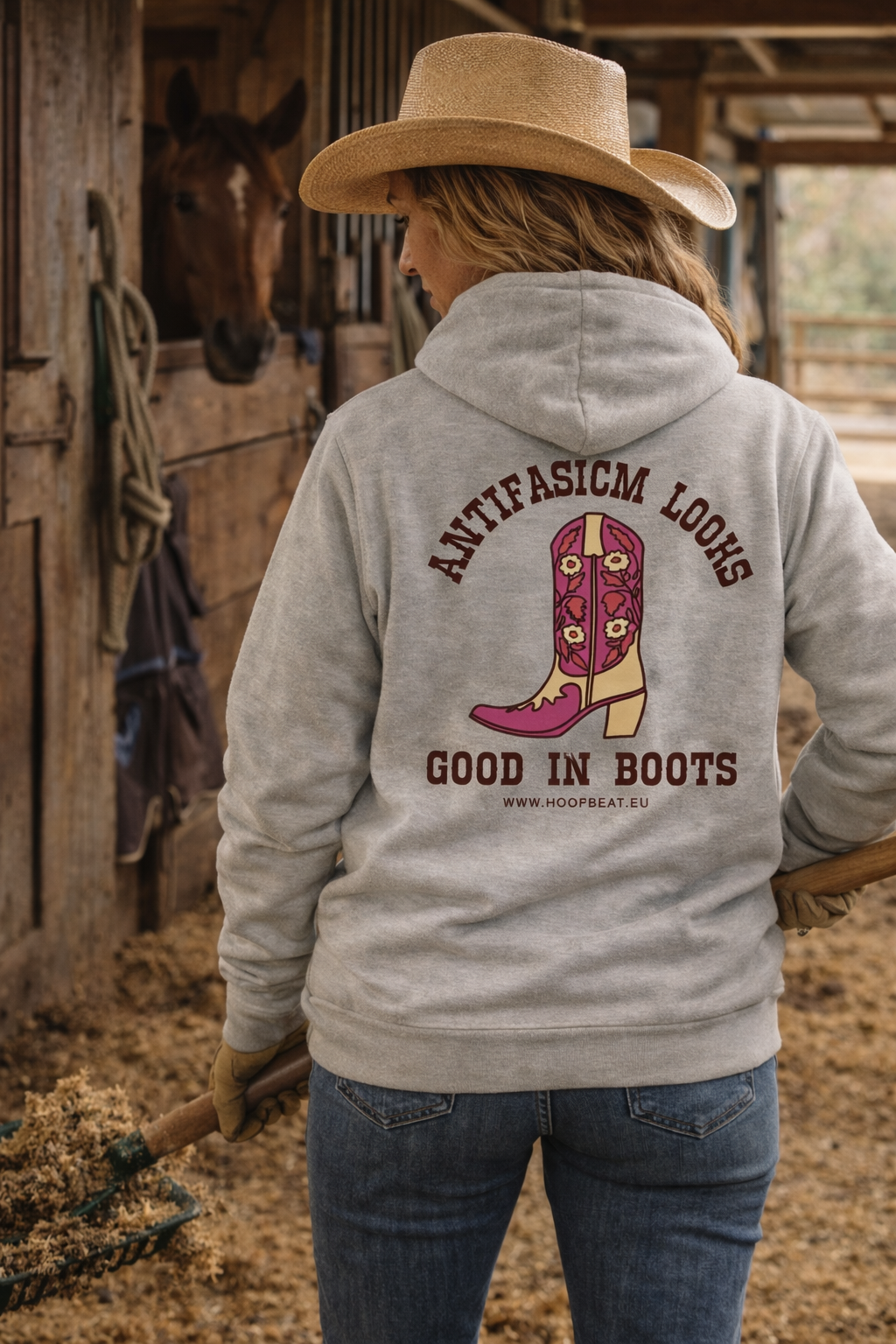 Unisex Pullover Hoodie - "Antifacism looks good in Boots"