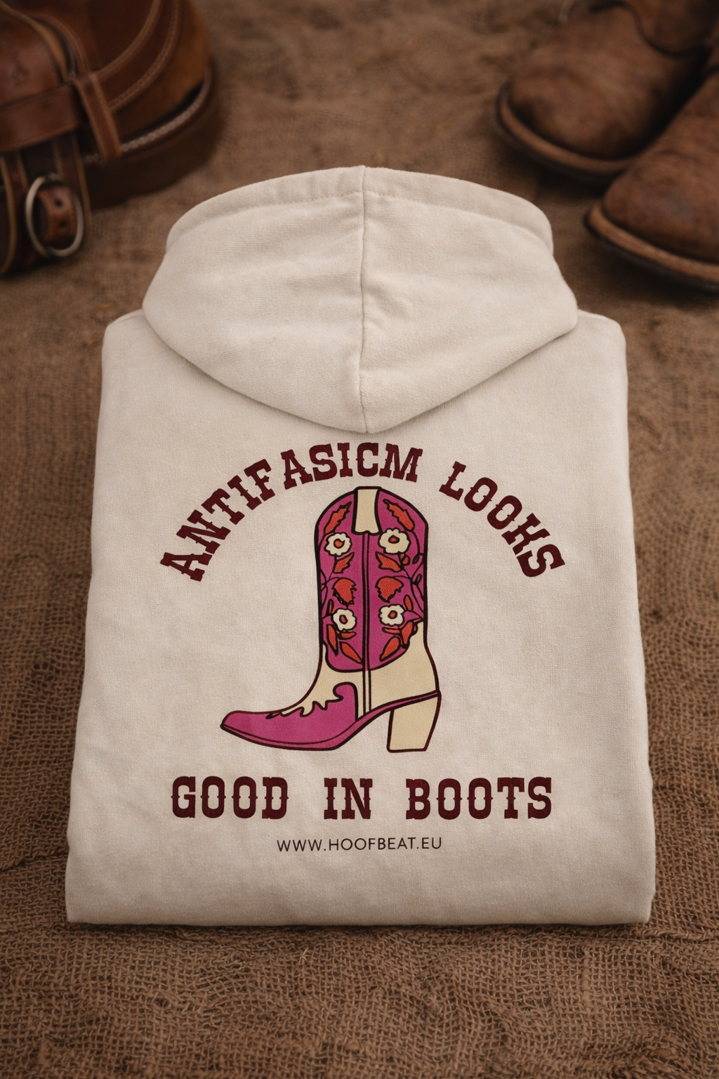 Unisex Pullover Hoodie - "Antifacism looks good in Boots"