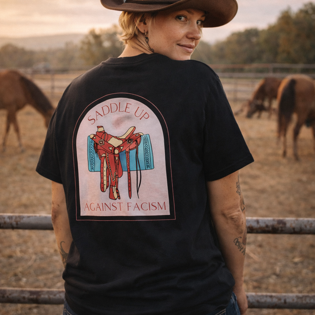 Unisex T-Shirt - "Saddle Up against Antiracism"