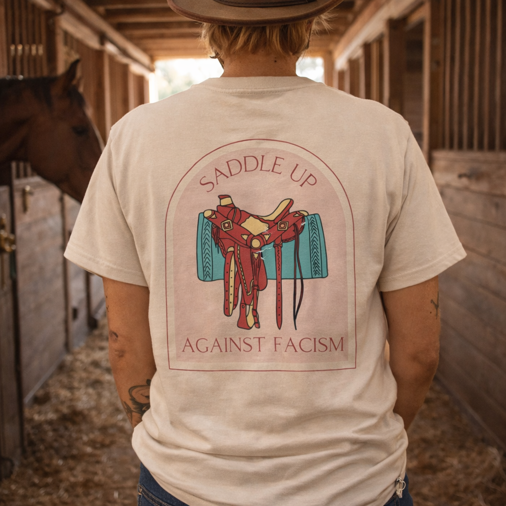 Unisex T-Shirt - "Saddle Up against Antiracism"